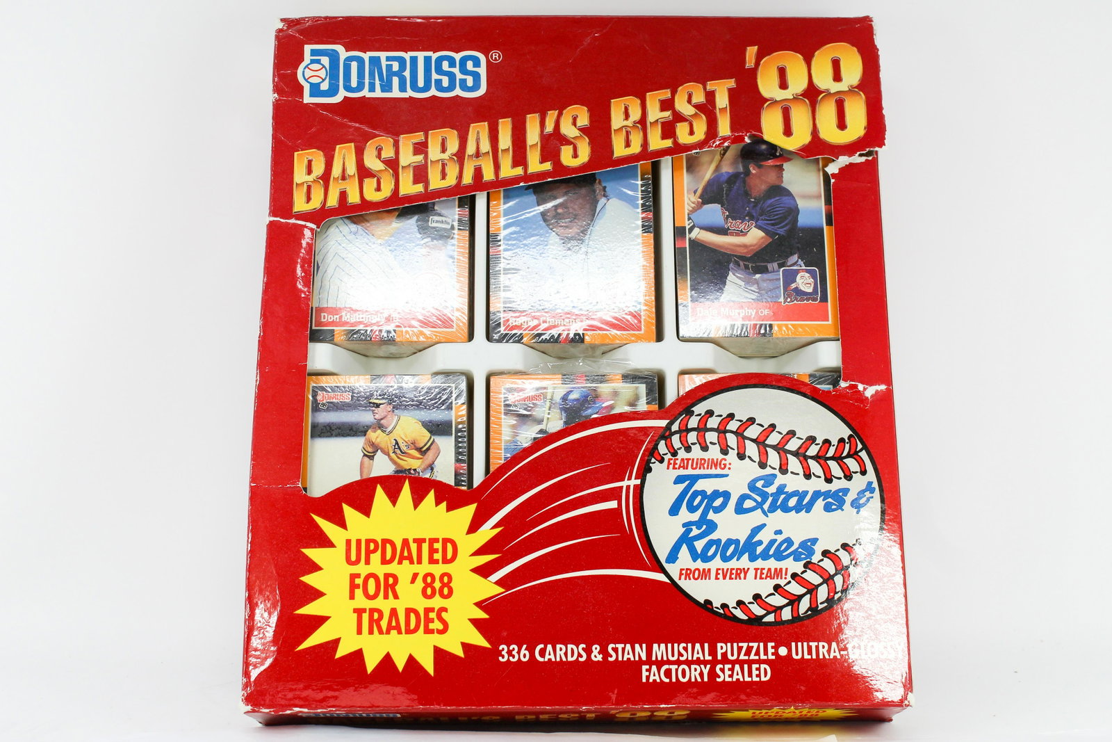 Donruss Baseball's Best '88 MLB Trading Cards Set First: Unopened sets (Box Damaged) of MLB trading cards from 1988 & Stan Musial Puzzle. 11" Length 9.5" Width 2" Height