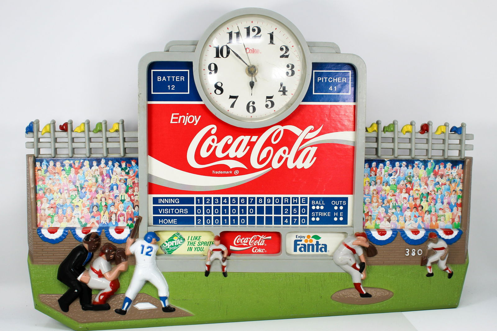 COCA COLA BASEBALL STADIUM WALL CLOCK (ca. 1980s) (1 of 4)