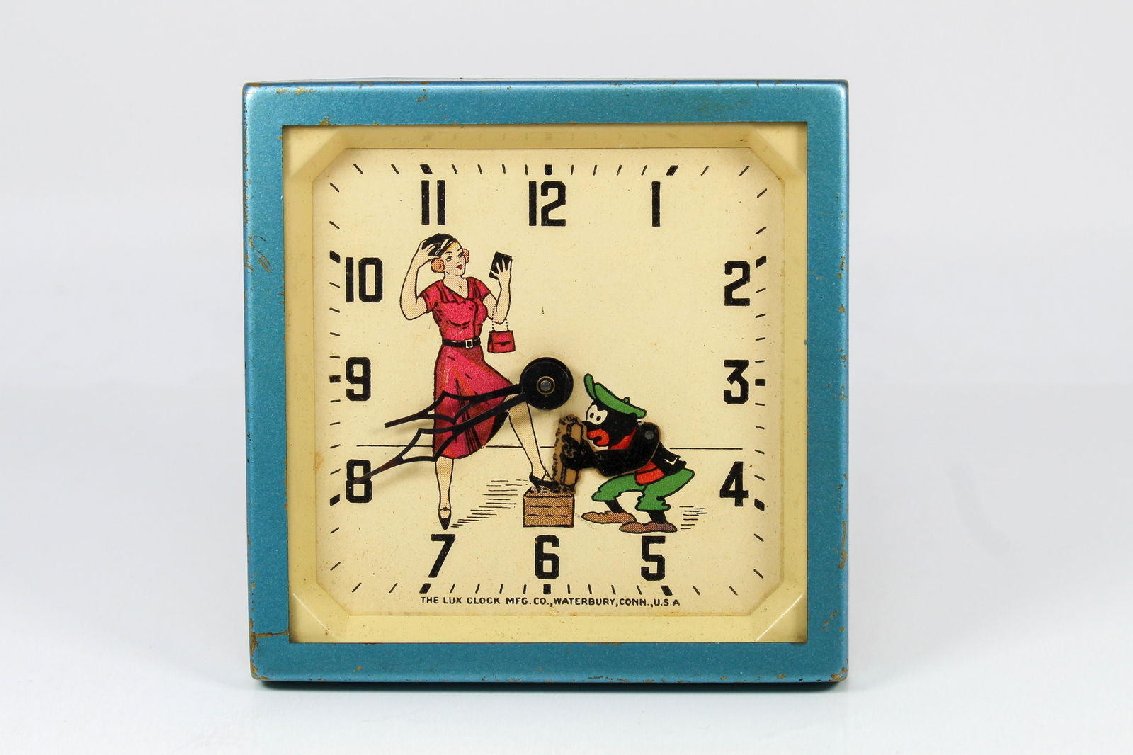 VINTAGE ANIMATED LUX "SHOE SHINE BOY" CLOCK (ca. (1 of 4)