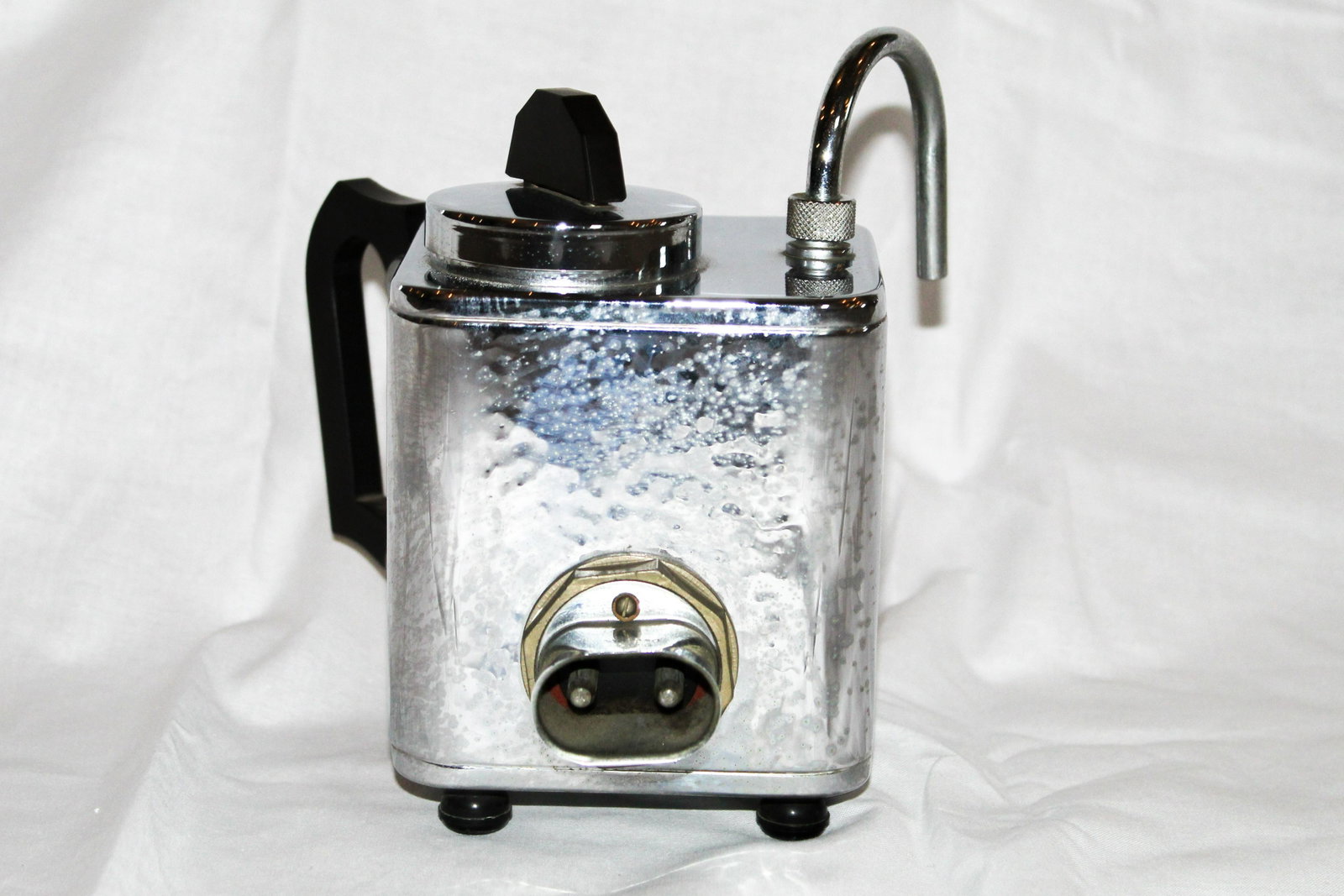 Antique Water Boiler: 1930's Chrome/metal English water boiler. 4.5" x 5.2" x 4.5"