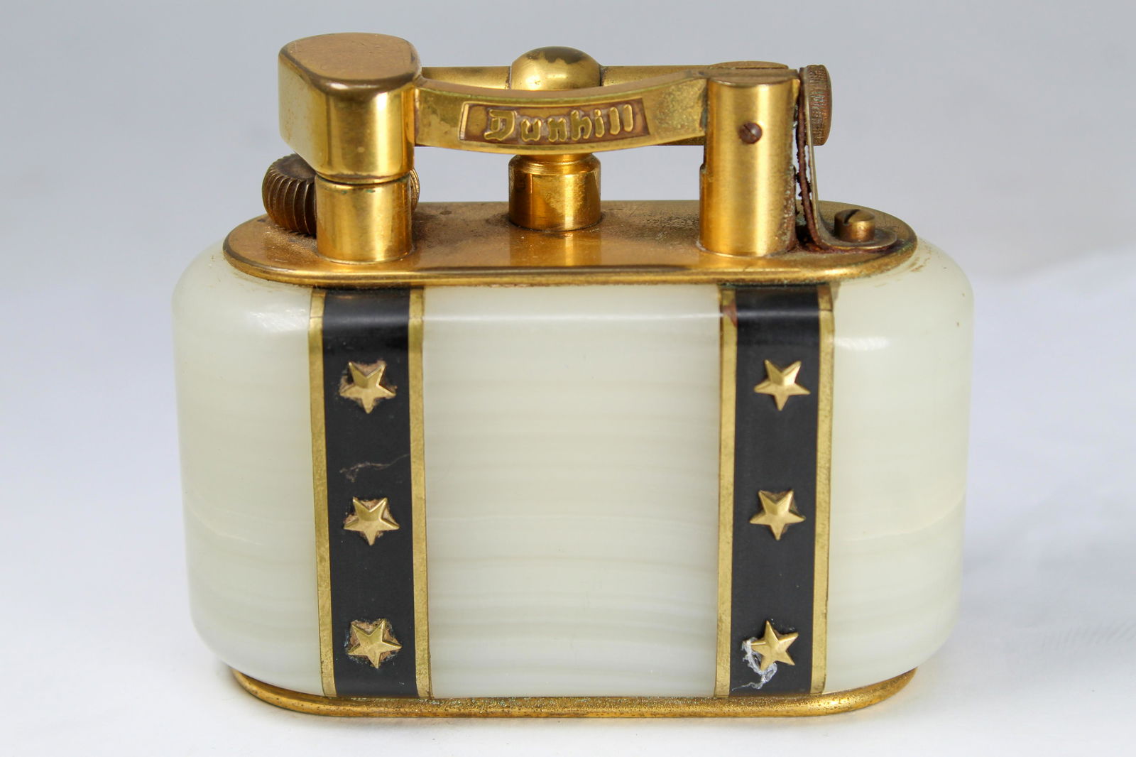 Antique Dunhill White Onyx Table Lighter: Antique Dunhill White Onyx Table Lighter