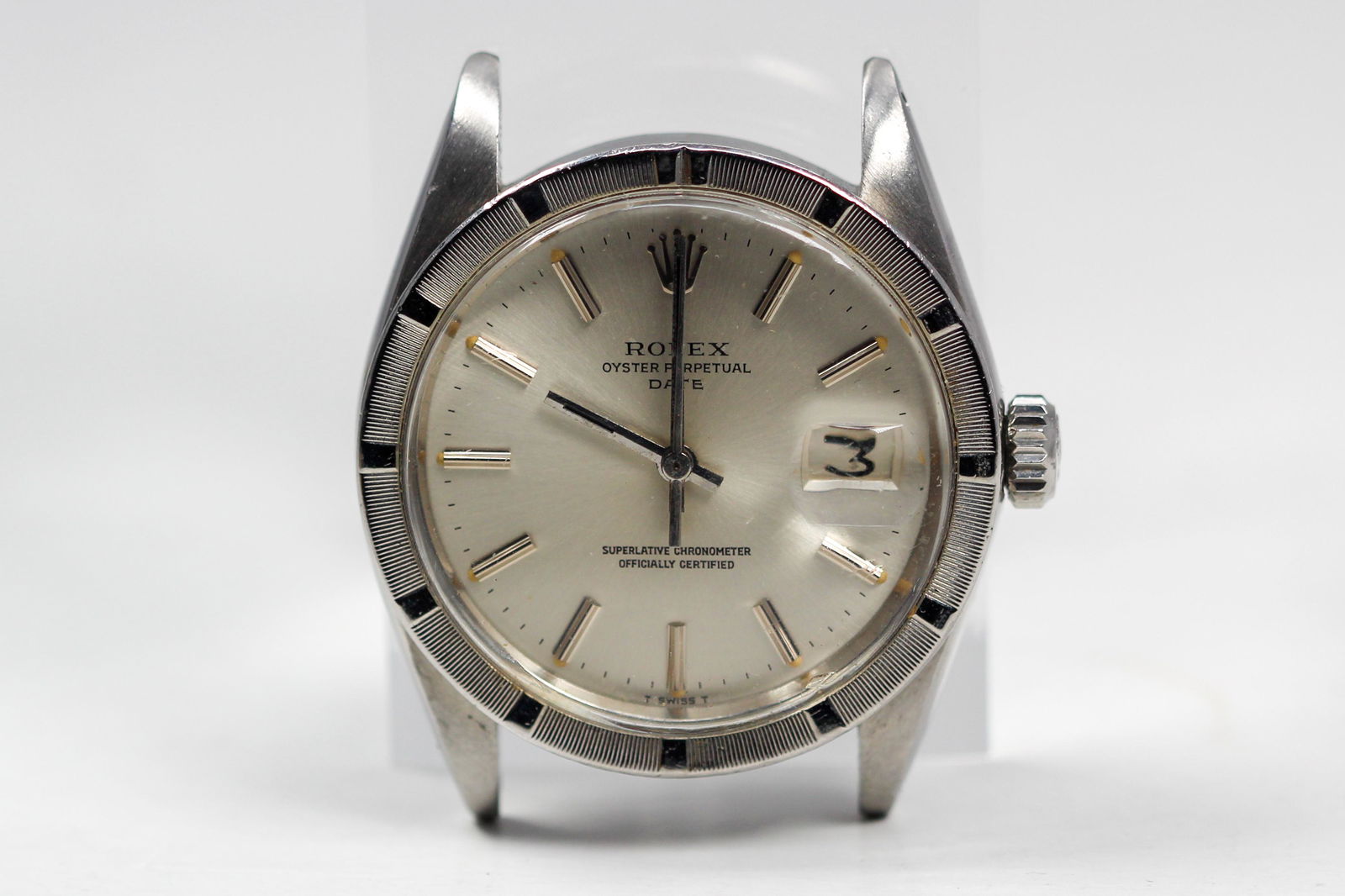 Vintage Rolex Oyster Perpetual Date with Date: Stainless Steel Vintage Rolex Oyster Perpetual Date with Date Wristwatch. Model 1501, Serial 1069558. 34mm diameter. Running at time of cataloging.