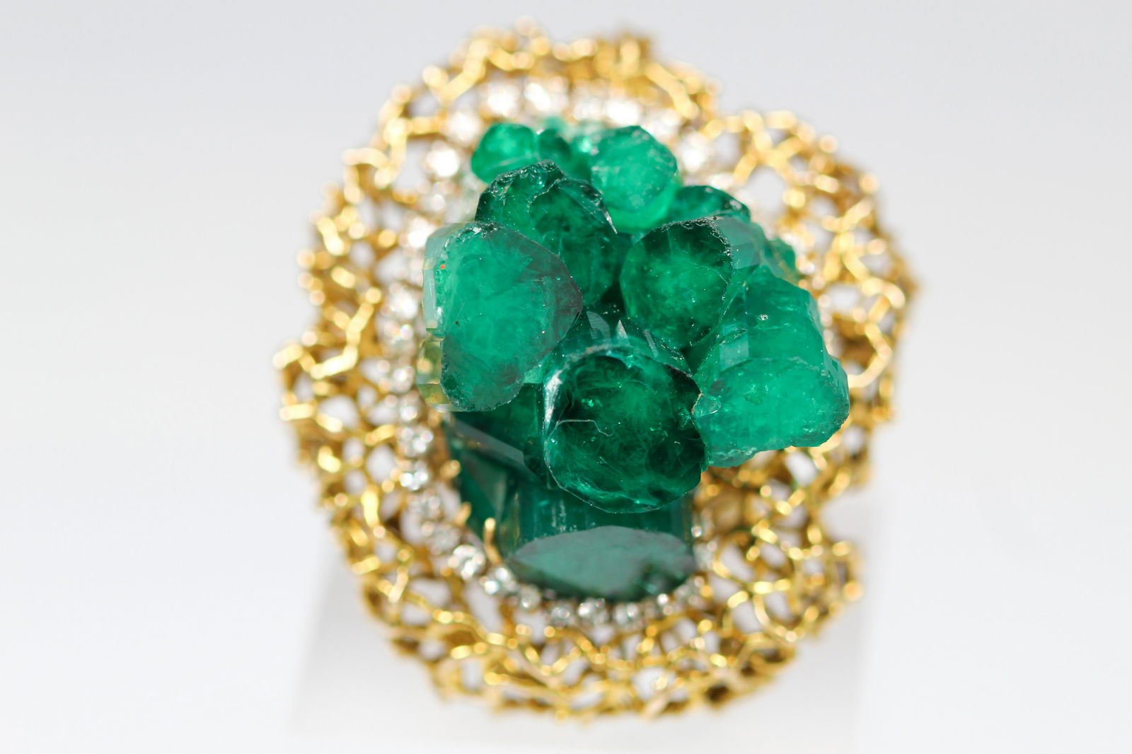 Vintage Raw Emerald and Diamond Ring in 14k Yellow Gold (1 of 8)