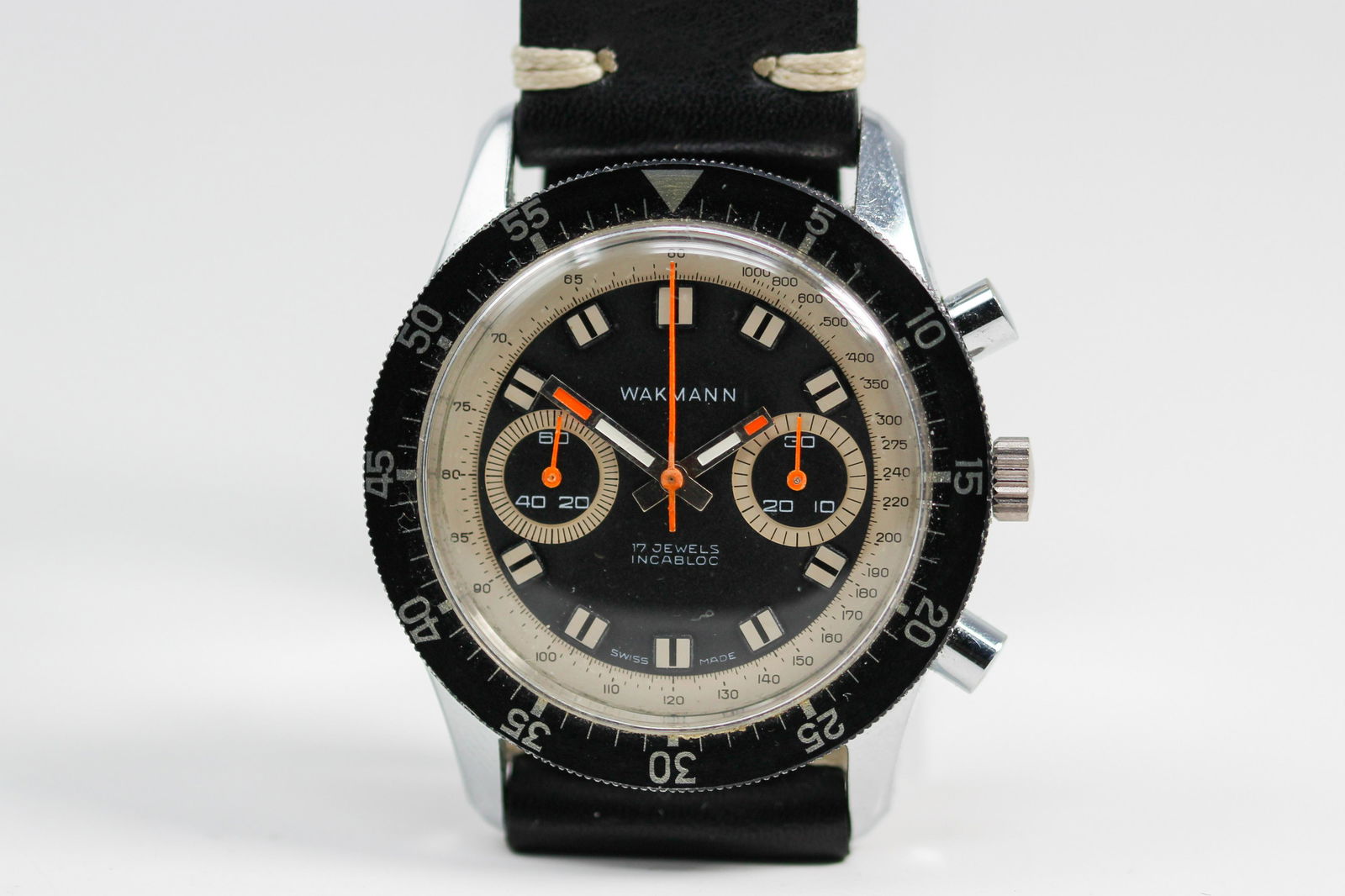 Vintage Wakmann 17 Jewels Incabloc Chronograph Wristwatch (1 of 4)