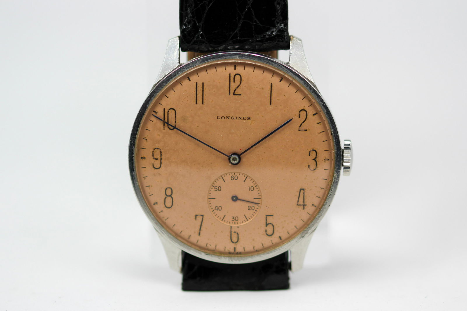 Vintage Longines Steel Wristwatch with Salmon Dial (1 of 4)