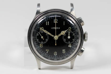 Vintage Lemania Chronograph Wristwatch: Stainless Steel Vintage Lemania Chronograph Wristwatch. 37mm diameter. Running at time of cataloging.