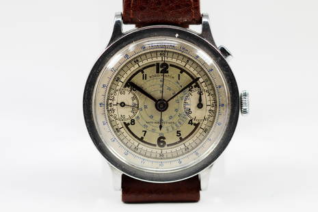 Vintage Nord Watch Chronograph Wristwatch: Stainless Steel Vintage Nord Watch Chronograph Wristwatch. 40mm diameter. Not running.