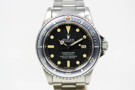 Vintage Rolex Oyster Perpetual Date Submariner Wristwatch with Rolex Hang Tag: Stainless Steel Vintage Rolex Oyster Perpetual Date Submariner Wristwatch with Rolex Hang Tag; Model 16800, Serial # 7437779. 40mm diameter. Running at time of cataloging.