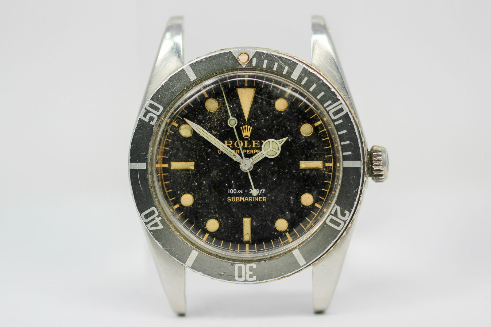 Vintage Rolex Oyster Perpetual Submariner Wristwatch: Stainless Steel Vintage Rolex Oyster Perpetual Submariner Wristwatch **Watch Has A Replacement Caseback**; Model 5508, Serial # 763271. 38mm diameter. Not running.