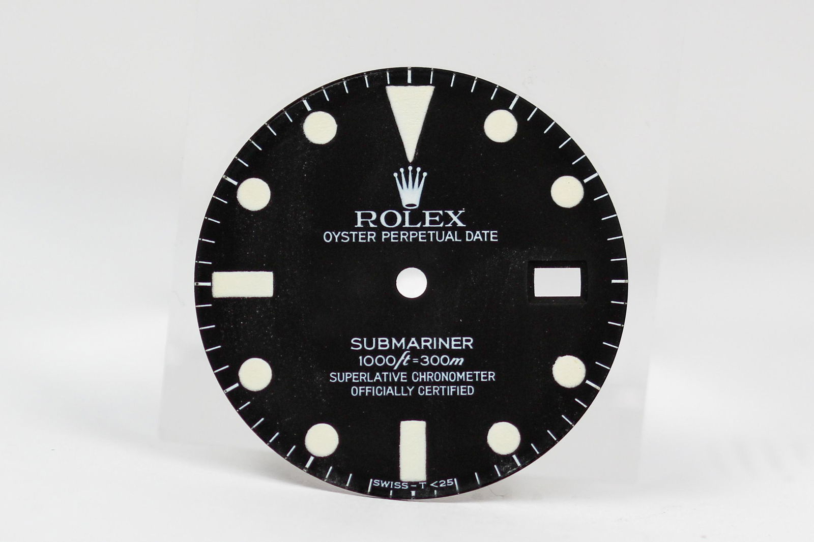 Loose Vintage Rolex Oyster Perpetual Date Submariner Dial: Loose Vintage Rolex Oyster Perpetual Date Submariner Dial. Black dial. 27mm diameter. Loose watch parts.