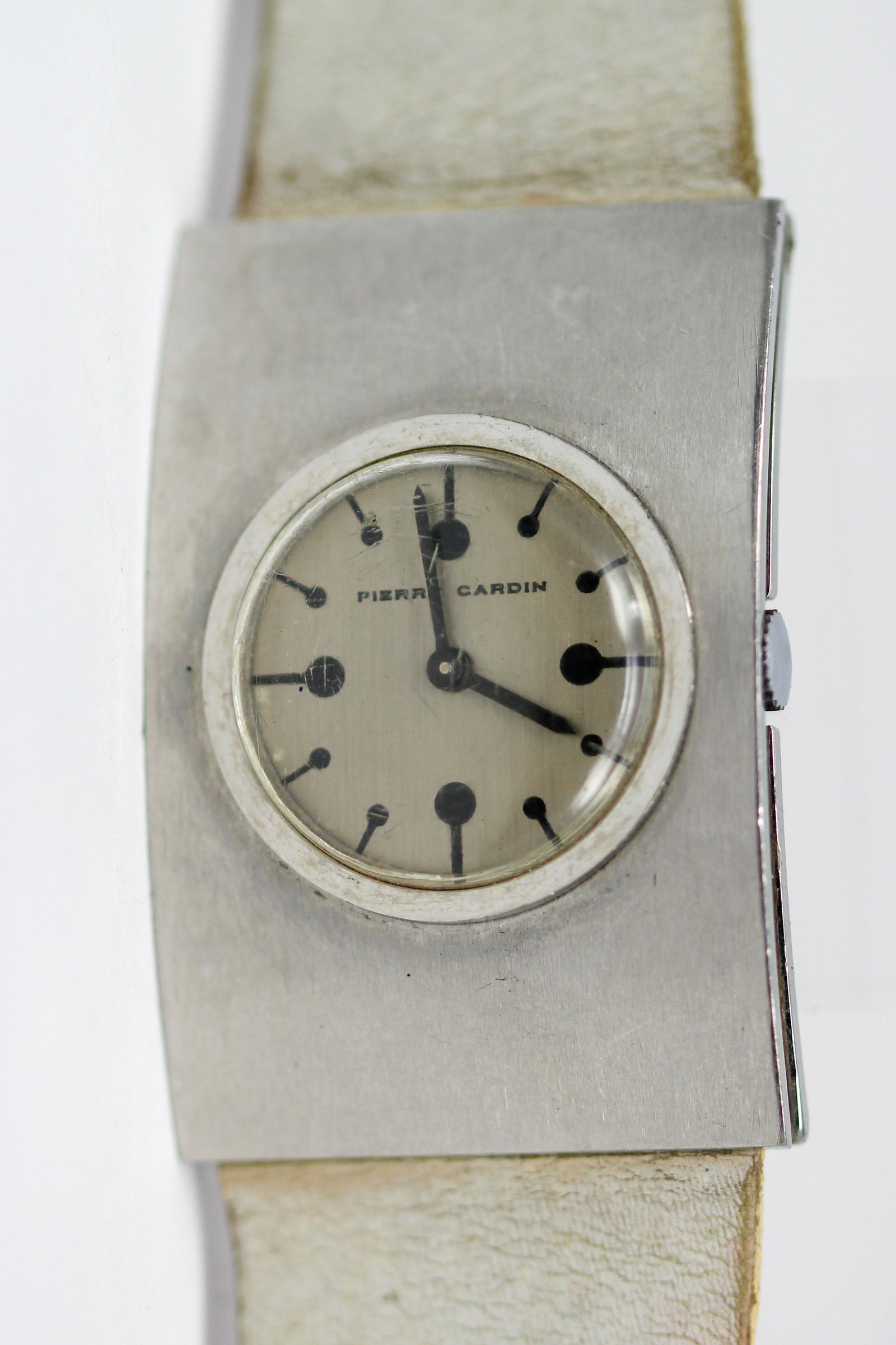 Vintage Pierre Cardin Rectangular Wristwatch: Stainless Steel Vintage Pierre Cardin Rectangular Wristwatch. 31mm x 46mm. Running at time of cataloging.