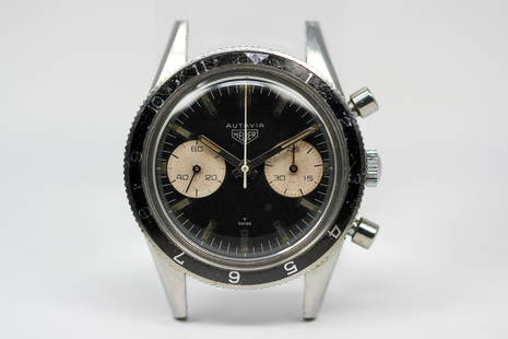 Vintage Heuer Autavia Chronograph Wristwatch: Stainless Steel Vintage Heuer Autavia Chronograph Wristwatch; Reference # 3646, Serial # 88126. 38mm diameter. Running at time of cataloging.