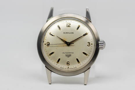 Vintage Baylor Heuer Automatic Wristwatch: Stainless Steel Vintage Baylor Heuer Automatic Wristwatch. 36mm diamater. Running at time of cataloging.