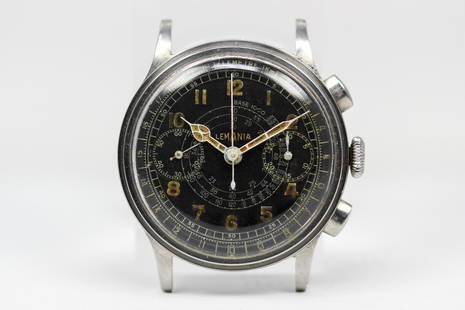 Vintage Lemania Chronograph Wristwatch: Stainless Steel Vintage Lemania Chronograph Wristwatch. 37mm diameter. Running at time of cataloging.