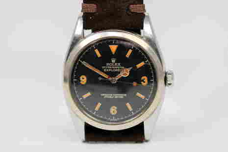 Vintage Rolex Oyster Perpetual Explorer Wristwatch: Stainless Steel Vintage Rolex Oyster Perpetual Explorer Wristwatch; Model 6105, Serial # 716010. 36mm diameter. Running at time of cataloging.
