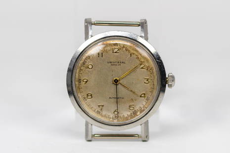 Vintage Universal Geneve Wristwatch *Project/Parts Watch*; *Crown stuck, does not pull out, does not: Stainless Steel Vintage Universal Geneve Wristwatch *Project/Parts Watch*; *Crown stuck, does not pull out, does not set hands, does not wind*. 36mm diameter. Not running.