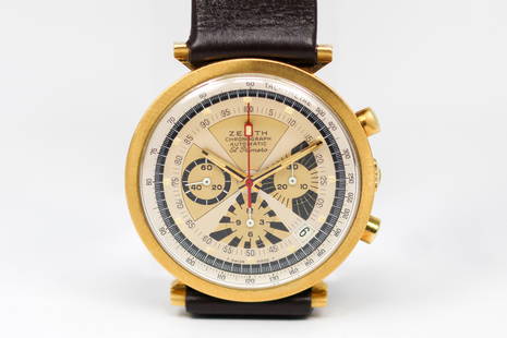 Vintage Zenith El Primero Chronograph Automatic with Date Wristwatch in 18k Yellow Gold: 18k Yellow Gold Vintage Zenith El Primero Chronograph Automatic with Date Wristwatch. 40mm diameter. Running at time of cataloging.