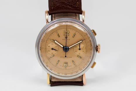 Two-Tone Vintage Rolex Chronograph Wristwatch: Two-Tone Vintage Rolex Chronograph Wristwatch; Model 4062, Serial # 261900. 36mm diameter. Running at time of cataloging.