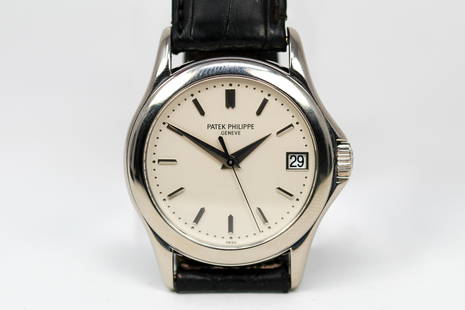 Vintage Patek Philippe Geneve with Date Wristwatch in 18k White Gold: 18k White Gold Vintage Patek Philippe Geneve with Date Wristwatch. 37mm diameter. Running at time of cataloging.