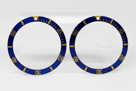 Loose Vintage Rolex Submariner Bezels: Loose Vintage Rolex Submariner Bezels. Blue bezels. 38mm diameter. Loose watch parts.