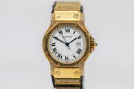 Vintage Cartier with Date Wristwatch in 18k Yellow Gold with Diamonds *We're Not Sure if Diamonds