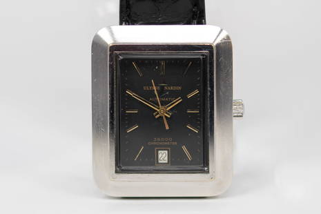 Vintage Ulysse Nardin 36000 Chronometer Automatic Rectangular Wristwatch in 18k White Gold: 18k White Gold Vintage Ulysse Nardin 36000 Chronometer Automatic Rectangular Wristwatch; Serial # G7680. 31mm x 38mm. Running at time of cataloging.