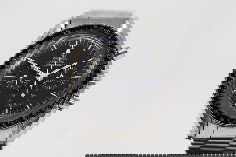 Vintage Omega Speedmaster Professional Chronograph Wristwatch: Stainless Steel Vintage Omega Speedmaster Professional Chronograph Wristwatch on Stainless Steel Omega bracelet; Ref 145.022, Serial # 31625361. 42mm diameter. Running at time of cataloging.