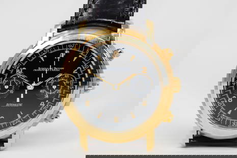 Audemars Piguet Automatic Chronograph Wristwatch in 18k Yellow Gold: 18k Yellow Gold Audemars Piguet Automatic Chronograph Wristwatch; Serial # E18937. 39mm diameter. Running at time of cataloging.