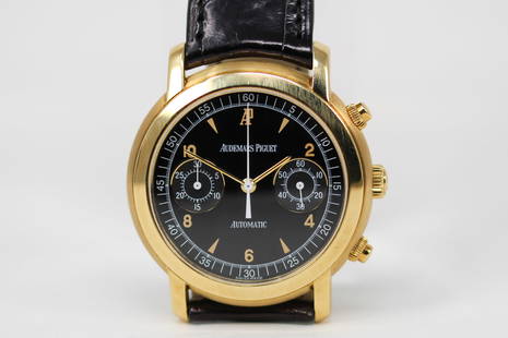 Audemars Piguet Automatic Chronograph Wristwatch in 18k Yellow Gold: 18k Yellow Gold Audemars Piguet Automatic Chronograph Wristwatch; Serial # E18937. 39mm diameter. Running at time of cataloging.