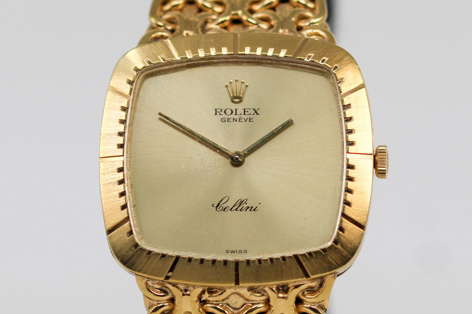 Vintage Rolex Geneve Cellini Wristwatch In 18k Yellow Gold Auction