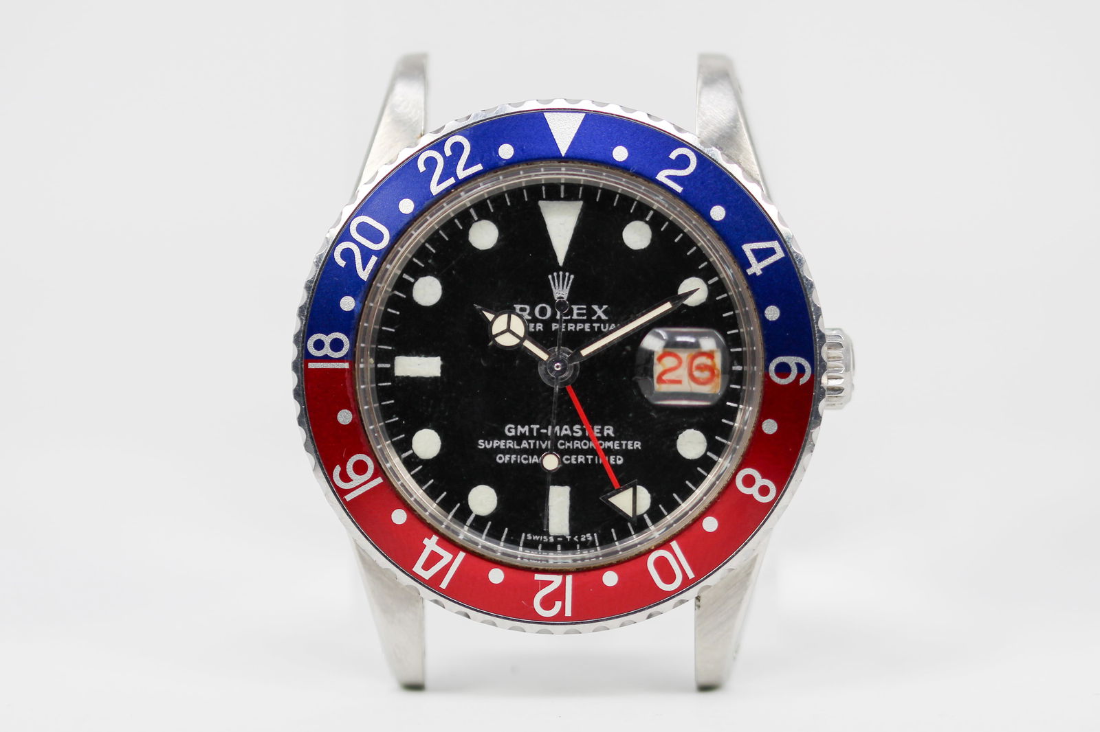 Vintage Rolex Oyster Perpetual GMT-Master with Date Wristwatch: Stainless Steel Vintage Rolex Oyster Perpetual GMT-Master with Date Wristwatch; Model 6542, Serial # 398020. 40mm diameter. Running at time of cataloging. As clearly spelled out in our Auction Terms: