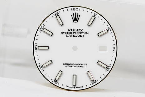 Loose Rolex Oyster Perpetual Datejust Dial *Retired Watchmaker's Collection*: Loose Rolex Oyster Perpetual Datejust Dial *Retired Watchmaker's Collection*. White dial. 31mm diameter. Loose watch parts.