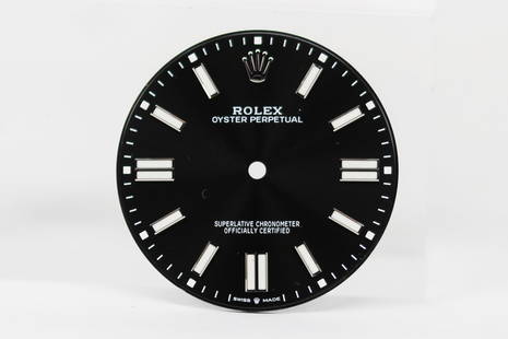 Loose Rolex Oyster Perpetual Dial *Retired Watchmaker's Collection*: Loose Rolex Oyster Perpetual Dial *Retired Watchmaker's Collection*. Black dial. 32mm diameter. Loose watch parts.