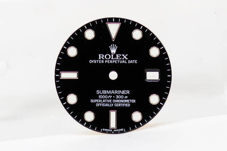 Loose Rolex Oyster Perpetual Date Submariner Dial *Retired Watchmaker's Collection*: Loose Rolex Oyster Perpetual Date Submariner Dial *Retired Watchmaker's Collection*. Black Dial. 27mm diameter. Loose watch parts.