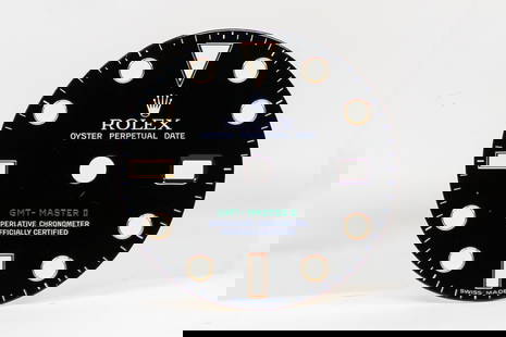 Loose Rolex Oyster Perpetual Date GMT-Master II Dial *Retired Watchmaker's Collection*: Loose Rolex Oyster Perpetual Date GMT-Master II Dial *Retired Watchmaker's Collection*. Black dial. 27mm diameter. Loose watch parts.