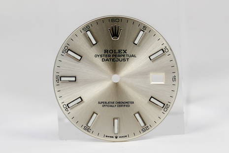 Loose Rolex Oyster Perpetual Datejust Dial *Retired Watchmaker's Collection*: Loose Rolex Oyster Perpetual Datejust Dial *Retired Watchmaker's Collection*. Silver dial. 31mm diameter. Loose watch parts.