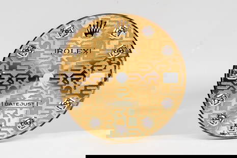 Loose Rolex Datejust Dial with Factory Diamonds *Retired Watchmaker's Collection*: Loose Rolex Datejust Dial with Factory Diamonds *Retired Watchmaker's Collection*. Gold dial. 28mm diameter. Loose watch parts.