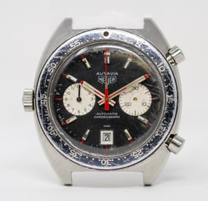 Vintage Heuer Autavia Chronograph with Date Wristwatch *Right Side Register Hand Missing,
