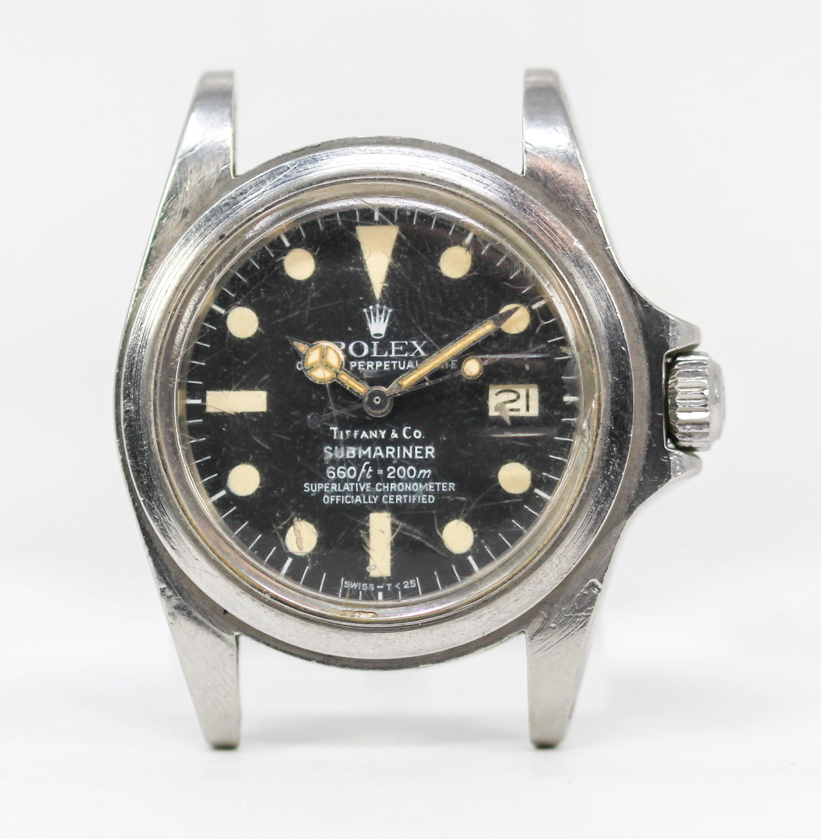 Vintage Rolex Oyster Perpetual Date "Tiffany & Co." Submariner Wristwatch *No Bezel* (1 of 6)