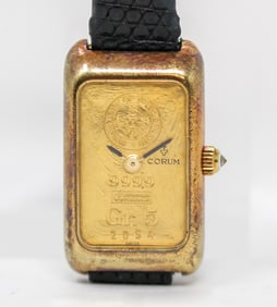 Vintage Ladies Corum Recangular Dress Wristwatch in 18k Yellow Gold