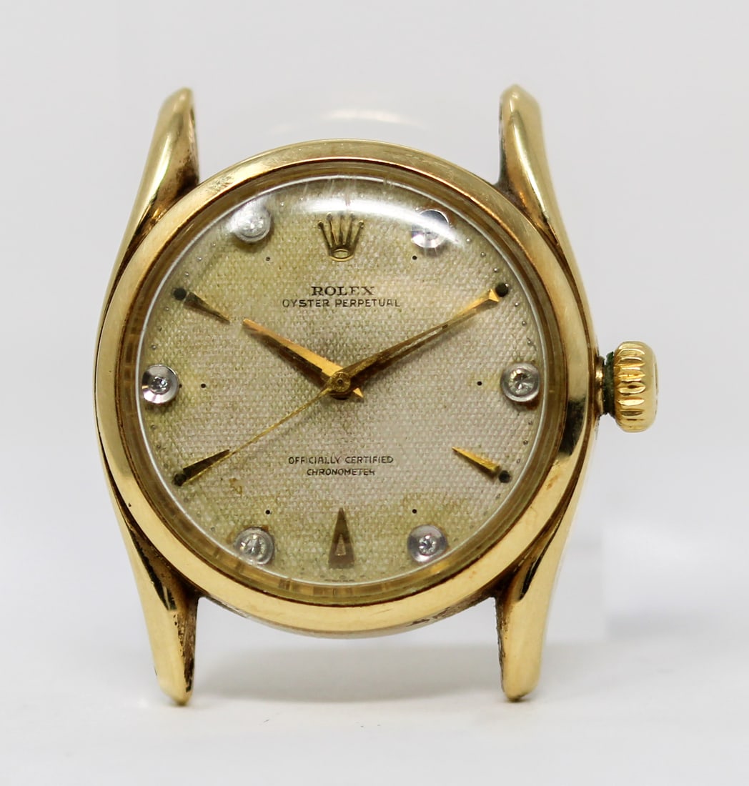 Vintage Rolex Oyster Perpetual Wristwatch in 14k Yellow Gold *Crown Stuck, Needs Repair and (1 of 6)