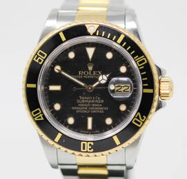 Two-Tone Vintage Rolex Oyster Perpetual Date "Tiffany & Co." Submariner Wristwatch