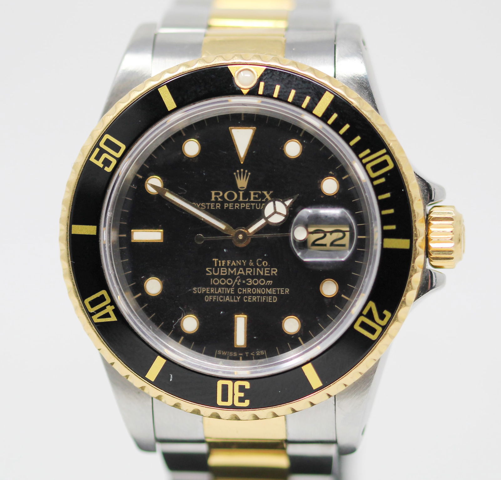 Two-Tone Vintage Rolex Oyster Perpetual Date "Tiffany & Co." Submariner Wristwatch