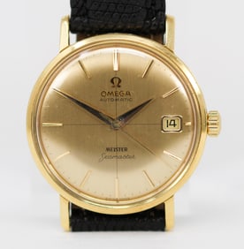 Vintage Omega Seamaster Meister with Date Wristwatch in 18k Yellow Gold