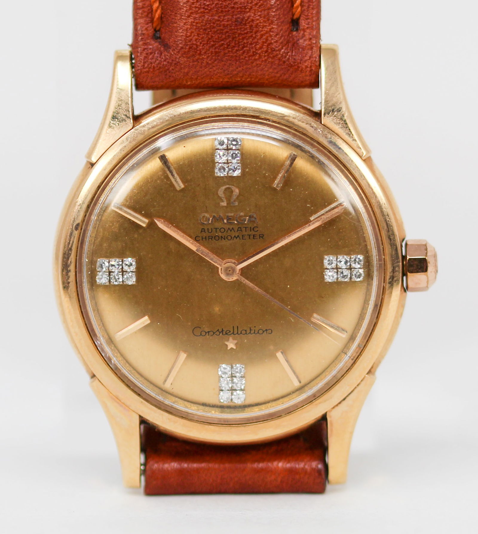 Vintage Omega Constellation Wristwatch with Factory Diamond Dial in 18k Rose Gold (1 of 4)