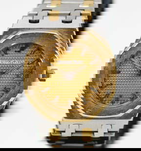 Two-Tone Ladies Audemar Piguet Royal Oak with Date Wristwatch *Caseback Missing Screw*: Two-Tone Ladies Audemar Piguet Royal Oak with Date Wristwatch on Two-Tone Audemars Piguet Bracelet *Caseback Missing Screw*; Ref 66270SA, Serial # 3147/D32672. 25mm diameter. Not running. PLEASE NOTE: