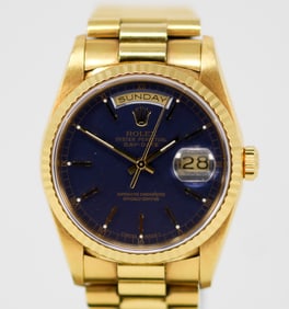 Vintage Rolex Oyster Perpetual Day-Date Wristwatch in 18k Yellow Gold