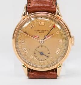 Vintage Vacheron & Constantin Geneve Calendar Wristwatch in 18k Rose Gold