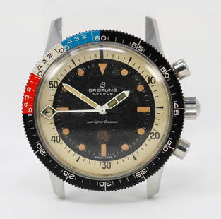Vintage Breitling Geneve SuperOcean Wristwatch *Chronograph Pushers Not Functional*: Stainless Steel Vintage Breitling Geneve SuperOcean Wristwatch *Chronograph Pushers Not Functional*; Model 2005, Serial # 1382243. 42mm diameter. Running at time of cataloging. PLEASE NOTE: all
