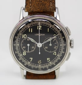 Vintage Lemania Military Chronograph Wristwatch